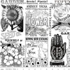 Image of the Sewing Seeds III Garden Blender White quilting cotton fabric by Lori Holt for Riley Blake Designs. Features icons on a white background. Cute Little Fabric Shop