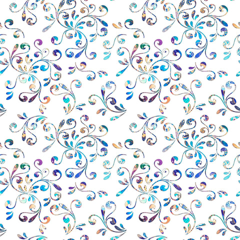 Image of the Fantasia Floral White quilting cotton fabric by Dan Morris for QT Fabrics. Features swirl fabrics on a white background.
Cute Little Fabric Shop