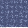 Image of the Sewing Seeds III Seed Packs Toss Blue quilting cotton fabric by Lori Holt for Riley Blake Designs. Features ads on a blue background. Cute Little Fabric Shop