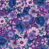 Image of the Wide Back Botanic Blast Pansies Purple quilting cotton fabric by Sew Yeah Quilting for Riley Blake Designs. Features large flowers on a purple background. 
Cute Little Fabric Shop