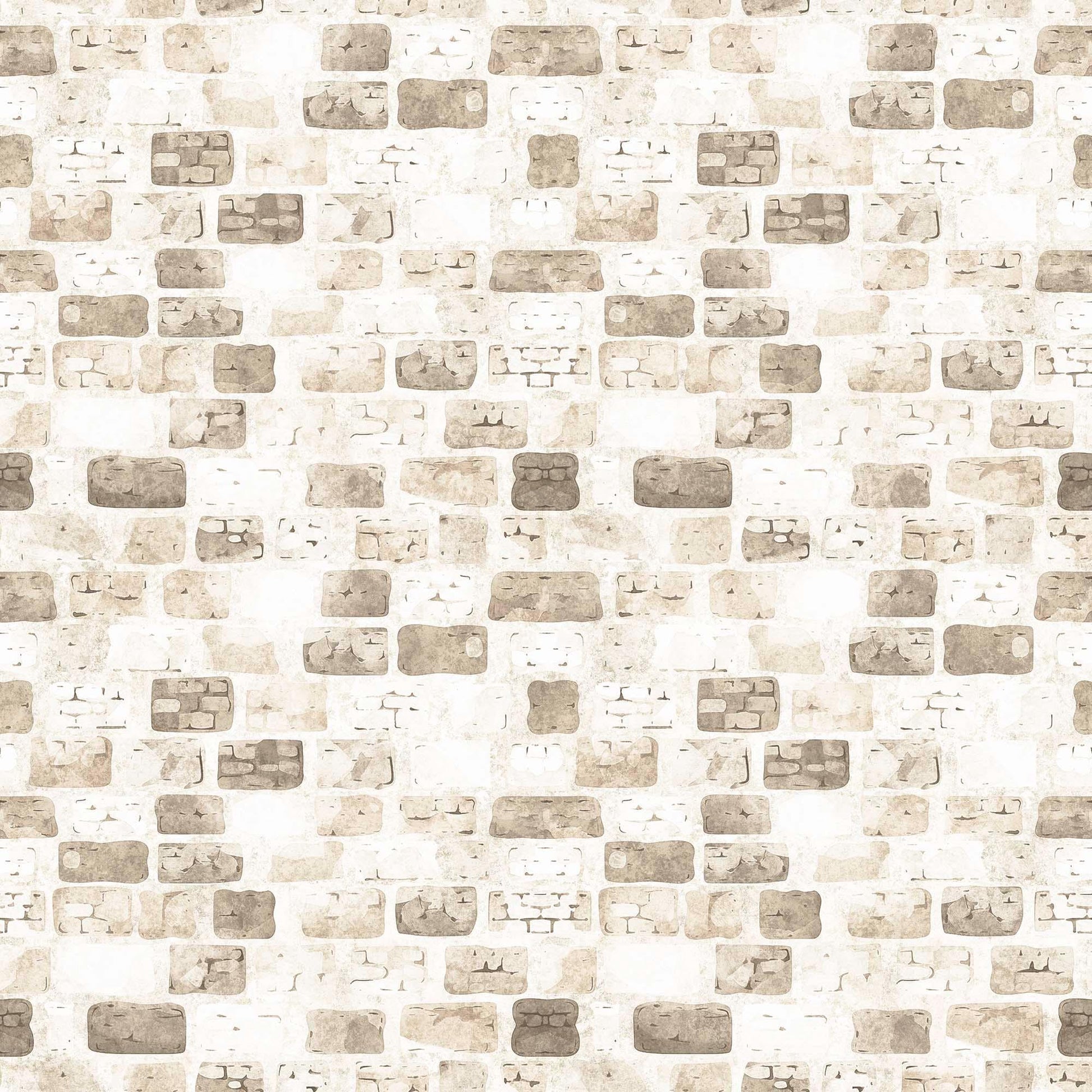 Image of the Dragon Dreams Castle Wall Taupe quilting cotton fabric by QT Fabrics. Features a tan brick wall. 
Cute Little Fabric Shop