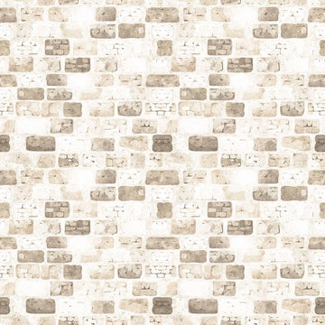 Image of the Dragon Dreams Castle Wall Taupe quilting cotton fabric by QT Fabrics. Features a tan brick wall. 
Cute Little Fabric Shop