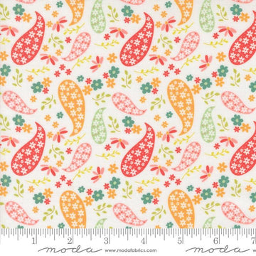 Image of the Raspberry Summer Paisley Cloud quilting cotton fabric by Sherri & Chelsi for Moda Fabrics. Features paisleys on a white background. Cute Little Fabric Shop