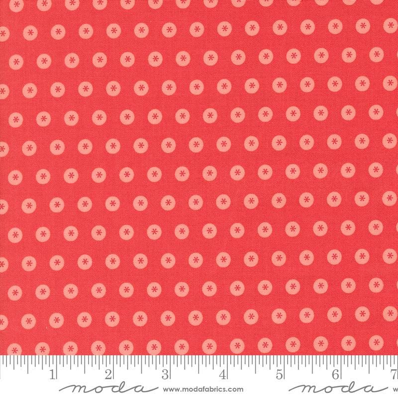 Image of the Raspberry Summer Dots Raspberry quilting cotton fabric by Sherri & Chelsi for Moda Fabrics. Features dots on a pink background. Cute Little Fabric Shop