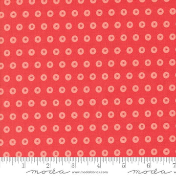 Image of the Raspberry Summer Dots Raspberry quilting cotton fabric by Sherri & Chelsi for Moda Fabrics. Features dots on a pink background. Cute Little Fabric Shop