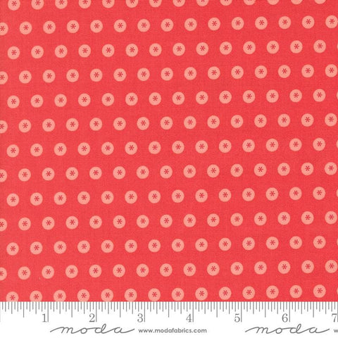Image of the Raspberry Summer Dots Raspberry quilting cotton fabric by Sherri & Chelsi for Moda Fabrics. Features dots on a pink background. Cute Little Fabric Shop