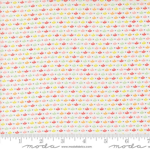 Image of the Raspberry Summer Sprout Cloud quilting cotton fabric by Sherri & Chelsi for Moda Fabrics. Features leaves on a cream background. Cute Little Fabric Shop