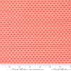 Image of the Raspberry Summer Sprout Carnation quilting cotton fabric by Sherri & Chelsi for Moda Fabrics. Features leaves on a coral background. Cute Little Fabric Shop