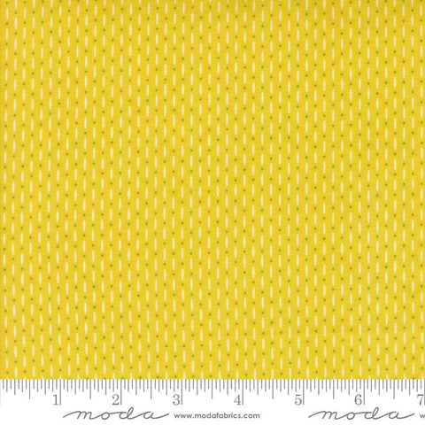 Image of the Raspberry Summer Beaded Summer quilting cotton fabric by Sherri & Chelsi for Moda Fabrics. Features lines on a yellow background. Cute Little Fabric Shop