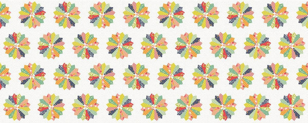 Image of the Raspberry Summer Wheels Cheater Multi quilting cotton fabric by Sherri & Chelsi for Moda Fabrics. Features circles on a white background. Cute Little Fabric Shop