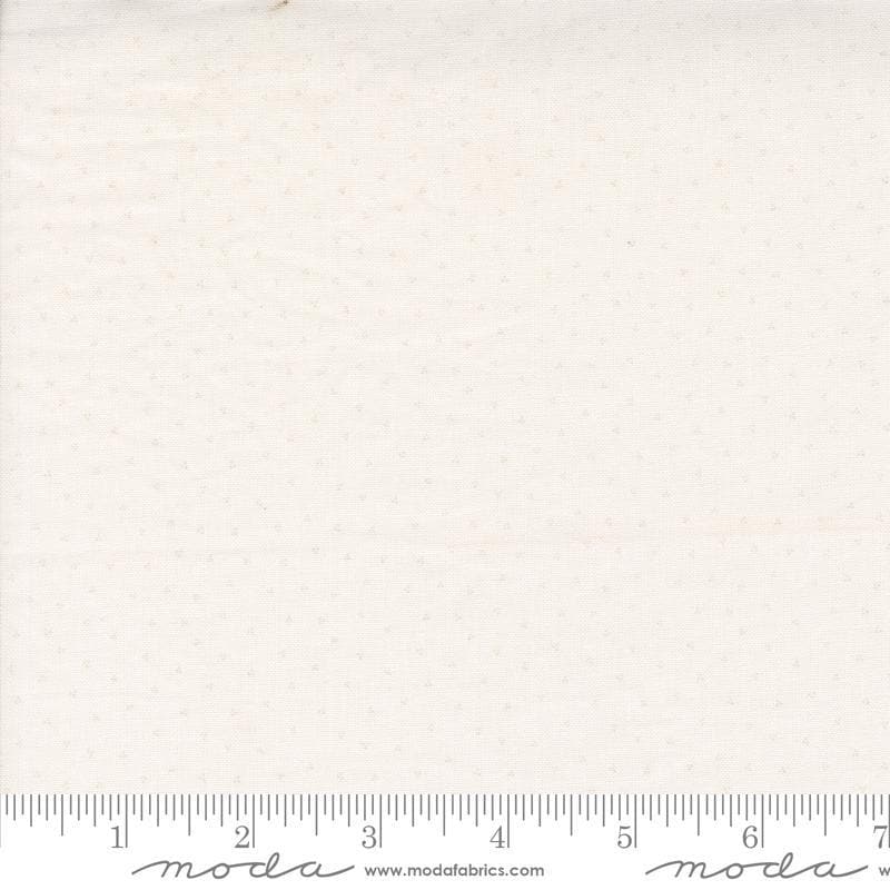 Image of the Itty Bitty Background Gatherings Tiny White Wh quilting cotton fabric by Moda Fabrics. Features flowers on a white background. Cute Little Fabric Shop