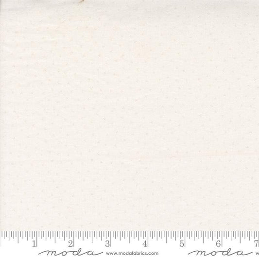 Image of the Itty Bitty Background Gatherings Tiny White Wh quilting cotton fabric by Moda Fabrics. Features flowers on a white background. Cute Little Fabric Shop