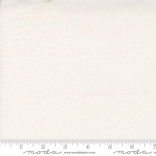 Image of the Itty Bitty Background Gatherings Tiny White Wh quilting cotton fabric by Moda Fabrics. Features flowers on a white background. Cute Little Fabric Shop
