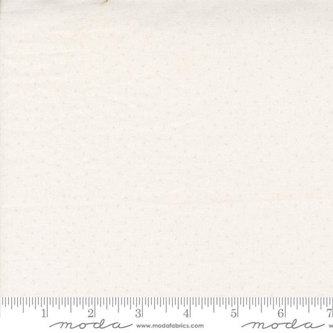 Image of the Itty Bitty Background Gatherings Tiny White Wh quilting cotton fabric by Moda Fabrics. Features flowers on a white background. Cute Little Fabric Shop