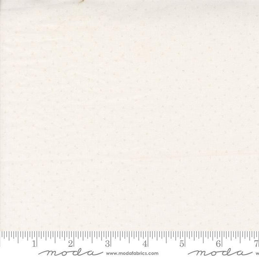 Image of the Itty Bitty Background Gatherings Tiny White Wh quilting cotton fabric by Moda Fabrics. Features flowers on a white background. Cute Little Fabric Shop
