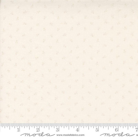 Image of the Itty Bitty Background Gatherings Tiny Porcelain quilting cotton fabric by Moda Fabrics. Features flowers on a white background. Cute Little Fabric Shop