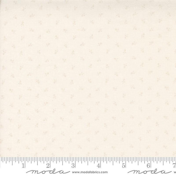 Image of the Itty Bitty Background Gatherings Tiny Porcelain quilting cotton fabric by Moda Fabrics. Features flowers on a white background. Cute Little Fabric Shop
