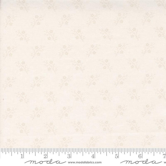 Image of the Itty Bitty Background Gatherings Branches Off White quilting cotton fabric by Moda Fabrics. Features vines on a white background. Cute Little Fabric Shop