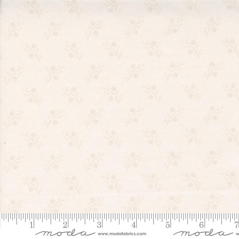 Image of the Itty Bitty Background Gatherings Branches Off White quilting cotton fabric by Moda Fabrics. Features vines on a white background. Cute Little Fabric Shop