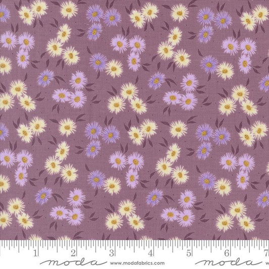 Image of the Seaglass Summer Beach Beach Plum quilting cotton fabric by Moda Fabrics. Features flowers on a purple background. Cute Little Fabric Shop