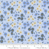 Image of the Seaglass Summer Beach Dappled Blue quilting cotton fabric by Moda Fabrics. Features flowers on a blue background. Cute Little Fabric Shop