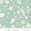 Image of the Seaglass Summer Tide Pool Ocean Air quilting cotton fabric by Moda Fabrics. Features damask on a teal background. Cute Little Fabric Shop