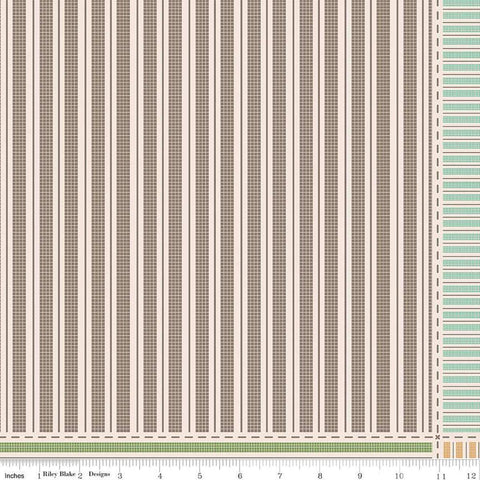 Image of the Prim Ticking Multi wide back quilting cotton fabric by Lori Holt for Riley Blake Designs. Features a ticking pattern on a multicolored background. 
Cute Little Fabric Shop