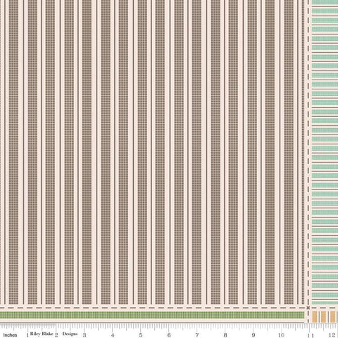 Image of the Prim Ticking Multi wide back quilting cotton fabric by Lori Holt for Riley Blake Designs. Features a ticking pattern on a multicolored background. 
Cute Little Fabric Shop