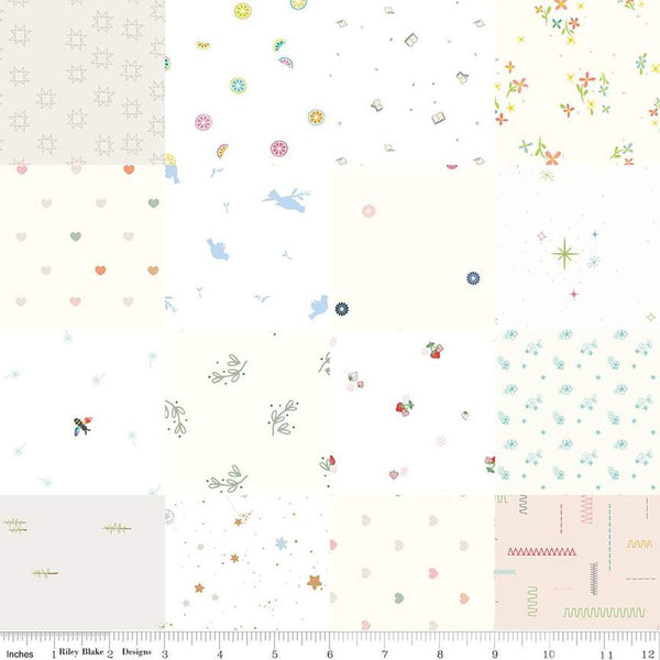 Image of the Wide Back Hush Hush 4 Patchwork quilting cotton fabric by Riley Blake Designs. Features low volume fabrics on a patchwork designs. Cute Little Fabric Shop