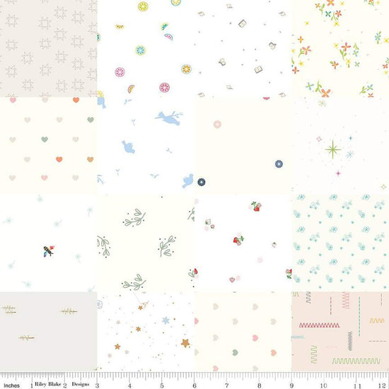 Image of the Wide Back Hush Hush 4 Patchwork quilting cotton fabric by Riley Blake Designs. Features low volume fabrics on a patchwork designs. Cute Little Fabric Shop