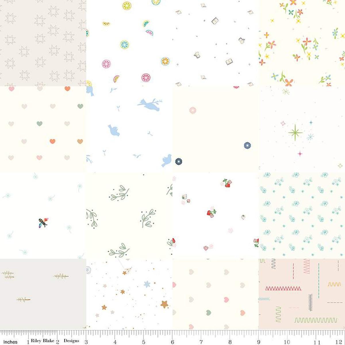 Image of the Wide Back Hush Hush 4 Patchwork quilting cotton fabric by Riley Blake Designs. Features low volume fabrics on a patchwork designs. Cute Little Fabric Shop