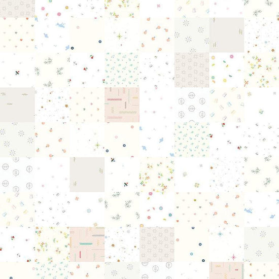 Image of the Wide Back Hush Hush 4 Patchwork quilting cotton fabric by Riley Blake Designs. Features low volume fabrics on a patchwork designs. Cute Little Fabric Shop