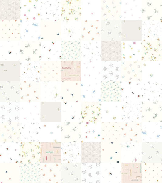 Image of the Wide Back Hush Hush 4 Patchwork quilting cotton fabric by Riley Blake Designs. Features low volume fabrics on a patchwork designs. Cute Little Fabric Shop