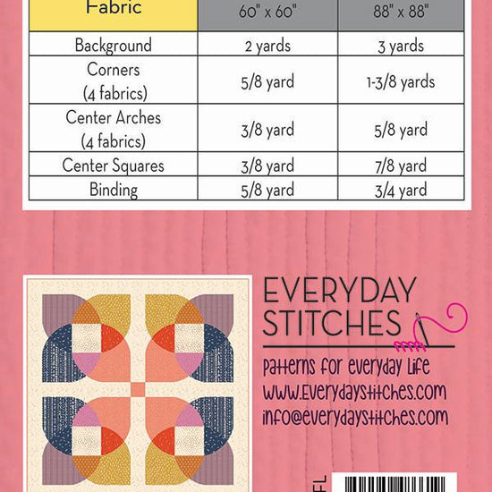 Image of the Reflections quilt pattern by Everyday Stitches for Moda Fabrics. Features a quilt with petal shapes. 
Cute Little Fabric Shop