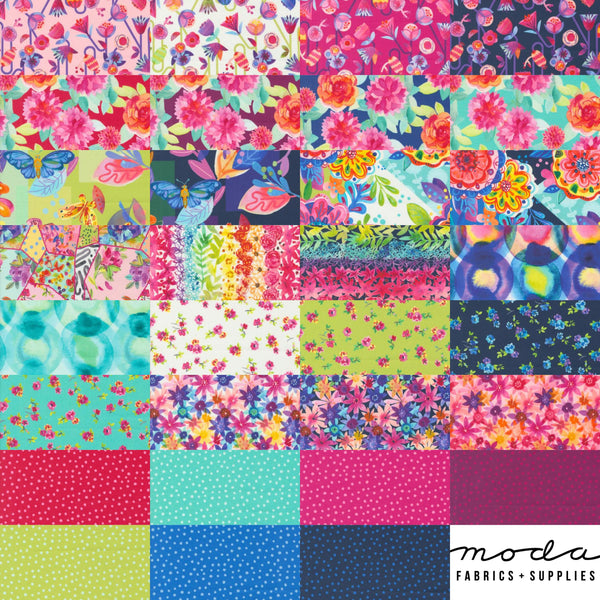 Image of the Flower Patches collage by Amarilys Henderson for Riley Blake Designs. Features floral fabrics on many backgrounds. 
Cute Little Fabric Shop
