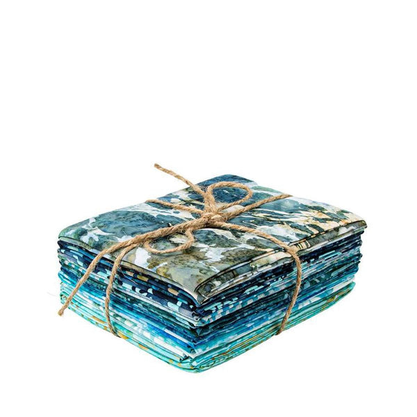 Image of the Expressions Batiks Toes in the Sand Fat Quarter Bundle B by Riley Blake Designs. Features ocean themed fabrics. 
Cute Little Fabric Shop