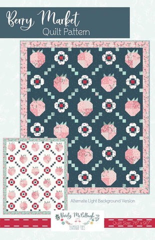 Image of the Berry Market quilt pattern by Beverly McCullough for Riley Blake Designs. Features strawberries on a quilt. 
Cute Little Fabric Shop