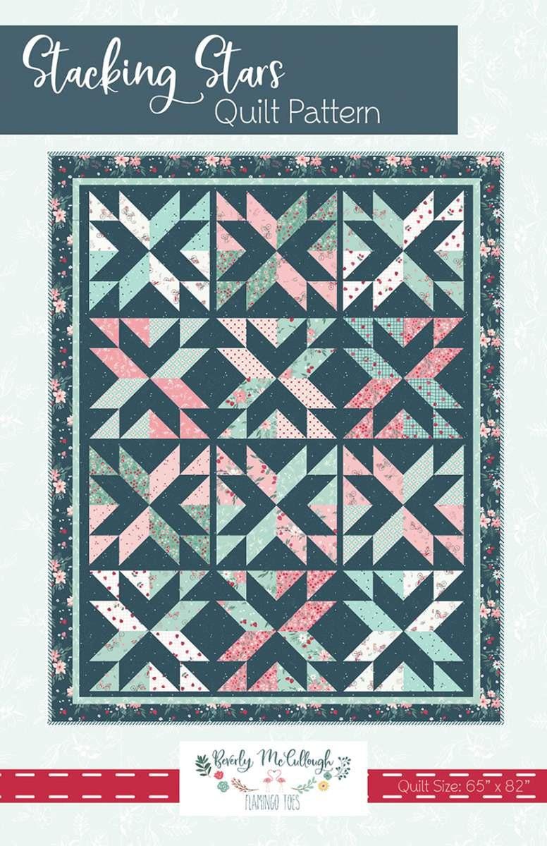 Image of the Stacking Stars quilt pattern by Beverly McCullough for Riley Blake Designs. Features stars on a quilt. 
Cute Little Fabric Shop