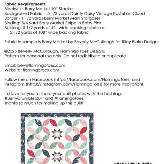 Image of the Stacking Stars quilt pattern by Beverly McCullough for Riley Blake Designs. Features the fabric requirements. 
Cute Little Fabric Shop