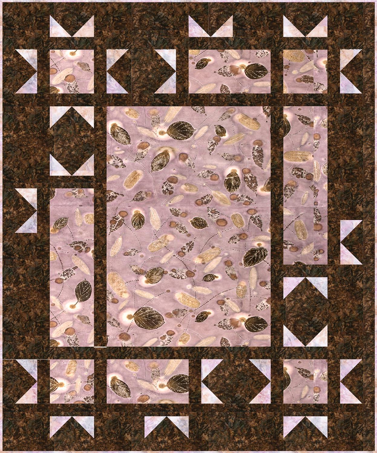 Image of the Expressions Batiks Express Yourself! Botanicals Starlight Quilt Kit Wistful Mauve by Riley Blake Designs. Features a batik quilt. 
Cute Little Fabric Shop