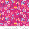Image of the Flower Patches Flowers Raspberry quilting cotton fabric by Amarilys Henderson for Moda Fabrics. Features flowers on a pink background. Cute Little Fabric Shop