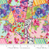 Image of the Flower Patches Patchwork Rainbow quilting cotton fabric by Amarilys Henderson for Moda Fabrics. Features flowers on a rainbow background. Cute Little Fabric Shop