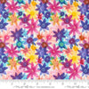Image of the Flower Patches Garden Rainbow quilting cotton fabric by Amarilys Henderson for Moda Fabrics. Features flowers on a blue background. Cute Little Fabric Shop