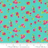 Image of the Flower Patches Vintage Robins Egg quilting cotton fabric by Amarilys Henderson for Moda Fabrics. Features flowers on a blue background. Cute Little Fabric Shop