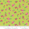 Image of the Flower Patches Vintage Limeade quilting cotton fabric by Amarilys Henderson for Moda Fabrics. Features flowers on a lime background. Cute Little Fabric Shop