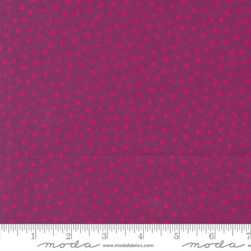 Image of the Flower Patches Dots Jam quilting cotton fabric by Amarilys Henderson for Moda Fabrics. Features dots on a purple background. Cute Little Fabric Shop