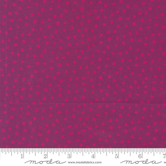 Image of the Flower Patches Dots Jam quilting cotton fabric by Amarilys Henderson for Moda Fabrics. Features dots on a purple background. Cute Little Fabric Shop