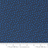 Image of the Flower Patches Dots Midnight quilting cotton fabric by Amarilys Henderson for Moda Fabrics. Features flowers on a blue background. Cute Little Fabric Shop