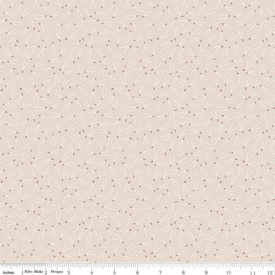 Image of the Forest Village Needles Wheat quilting cotton fabric by Little Forest Atelier for Riley Blake Designs. Features a pine needles on a cream background. Cute Little Fabric Shop