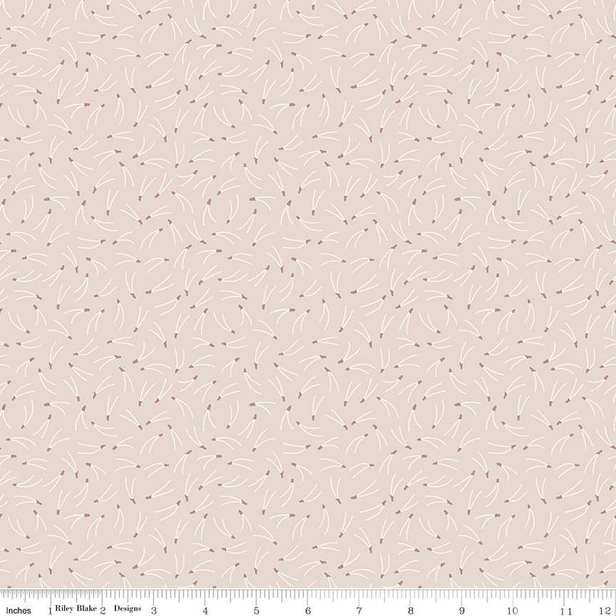 Image of the Forest Village Needles Wheat quilting cotton fabric by Little Forest Atelier for Riley Blake Designs. Features a pine needles on a cream background. Cute Little Fabric Shop